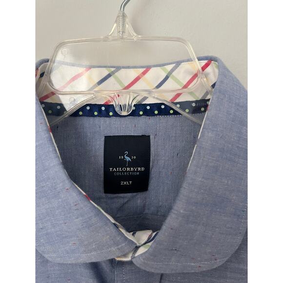 TailorByrd Long Sleeve Button Down Shirt Collar Pocket Flip Cuff Blue 2XLT - Picture 4 of 10